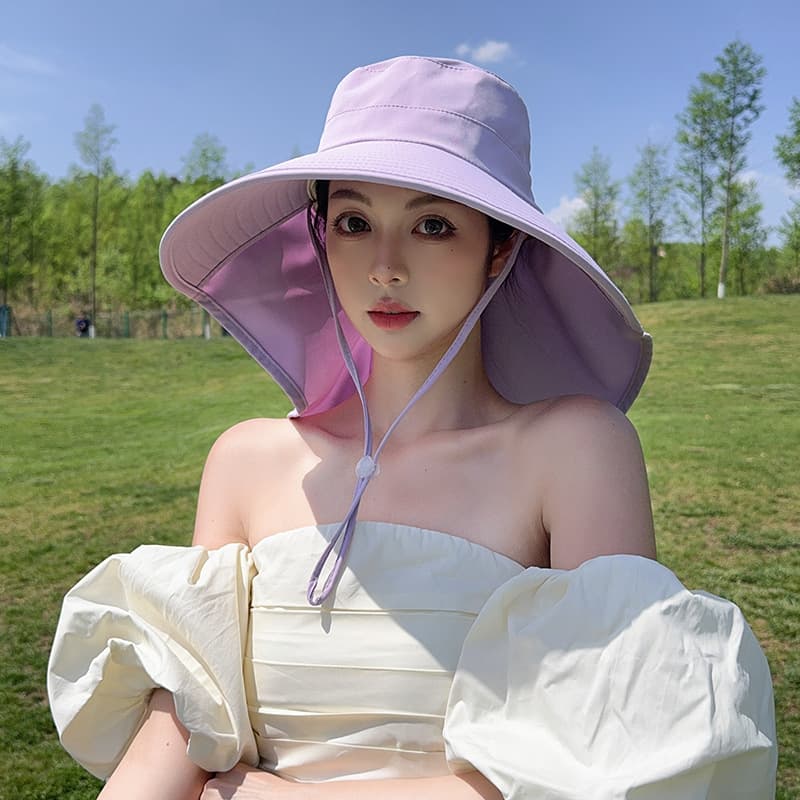アウトドア 帽子 ハット 日差し対策 首元ガード ツバ広ハット