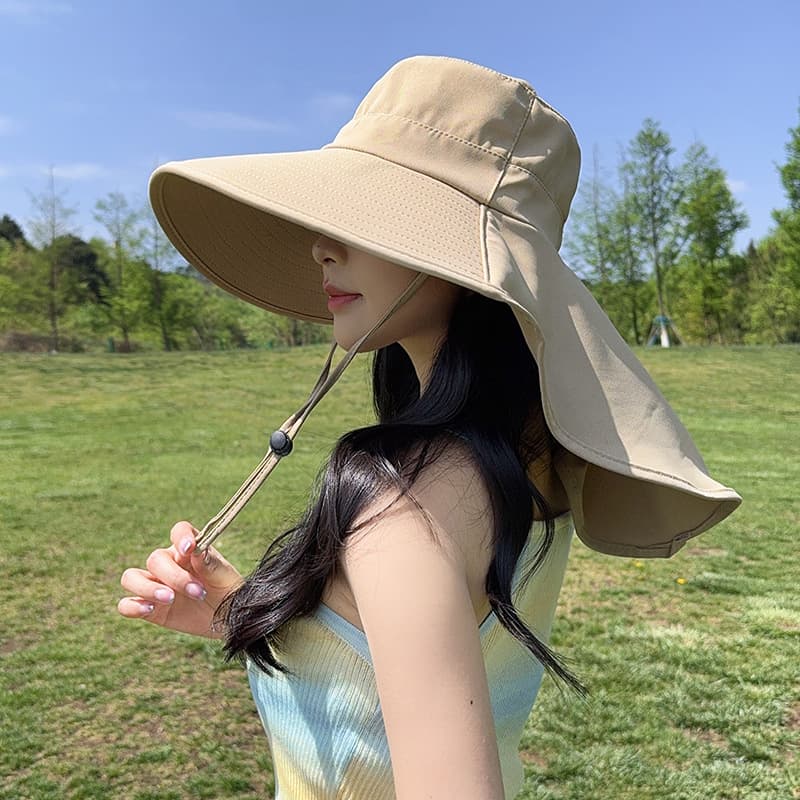 アウトドア 帽子 ハット 日差し対策 首元ガード ツバ広ハット