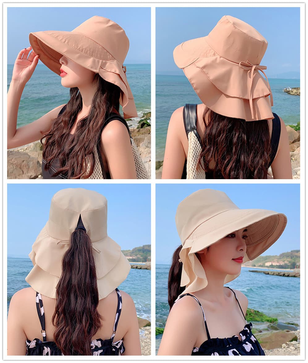 アウトドア　帽子 女性用つば広日よけハット夏の紫外線対策帽子