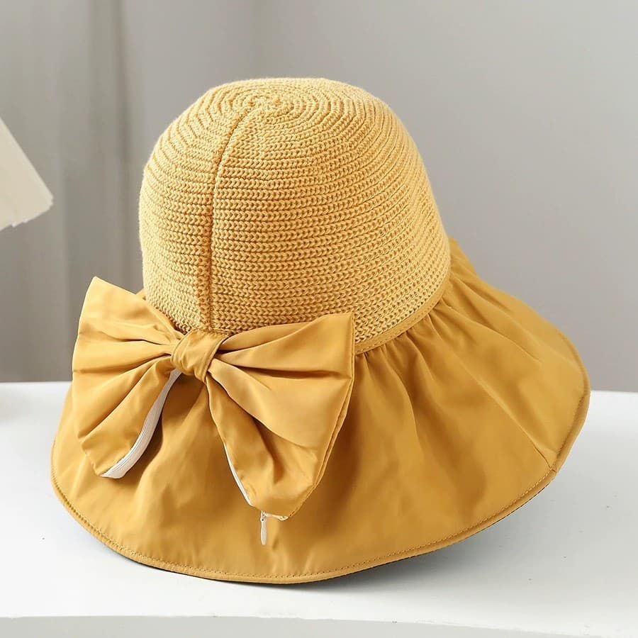アウトドア 帽子 折りたたみリボン麦わらハット