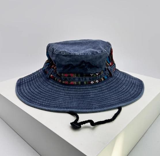 アウトドア 帽子 山岳刺繍ワイドブリムハット