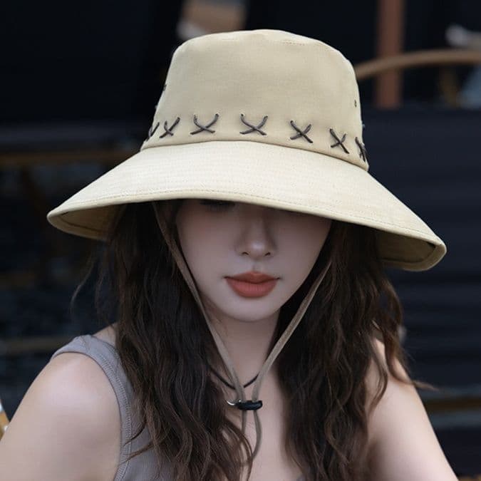 アウトドア 帽子 つば広登山帽子 あご紐付き日除けハット