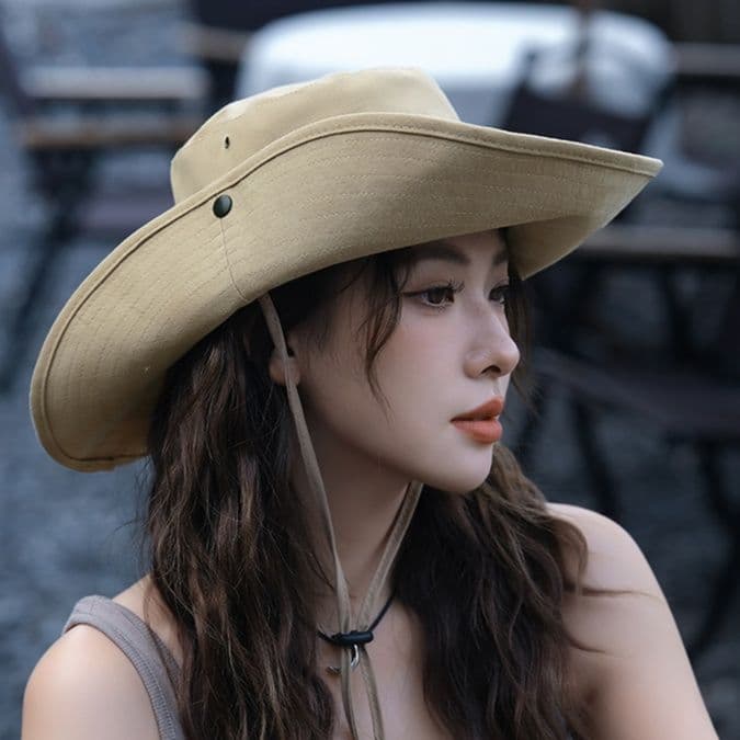 アウトドア 帽子 つば広登山帽子 あご紐付き日除けハット