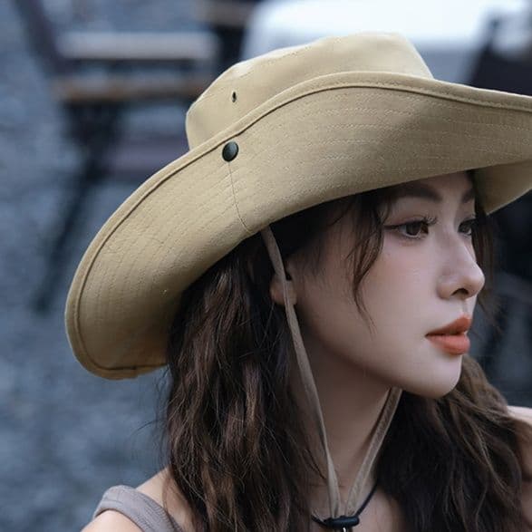 アウトドア 帽子 つば広登山帽子 あご紐付き日除けハット