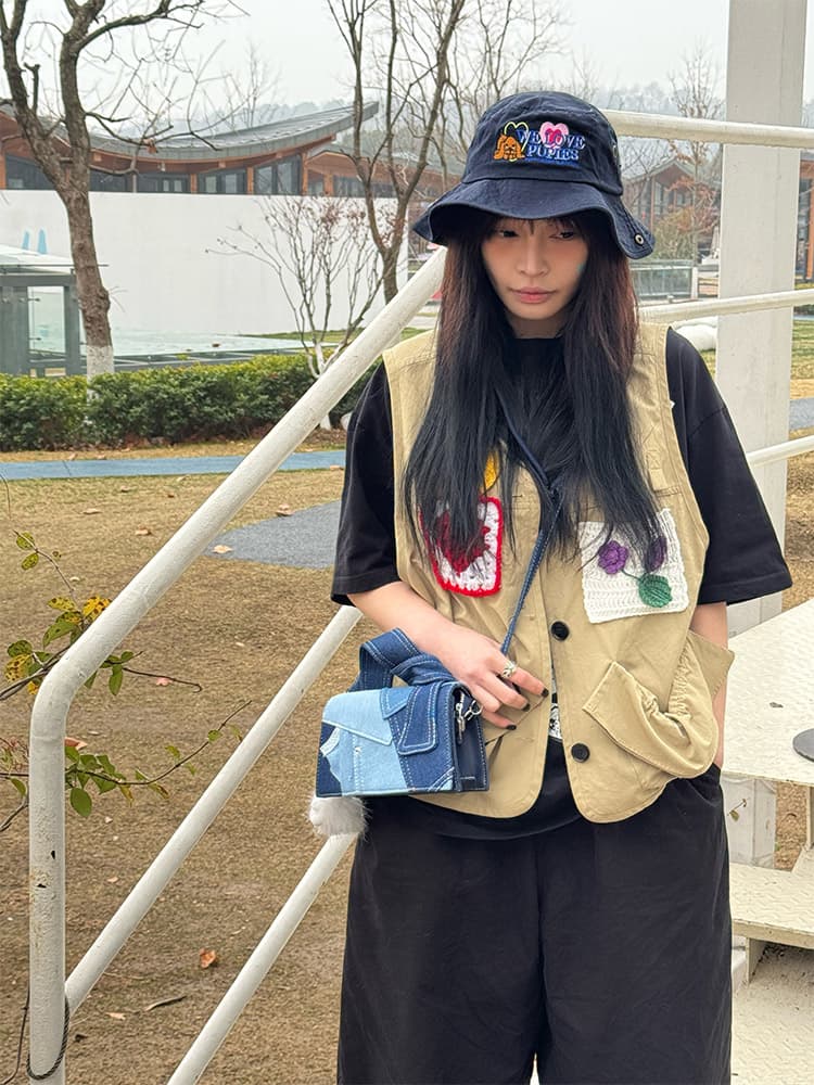 アウトドア帽子 ハット わんこ柄 アウトドア バケットハット
