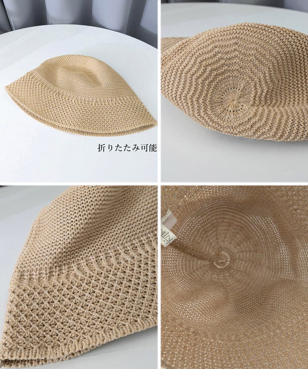アウトドア 帽子 レディース麦わらバケットハット夏用紫外線対策
