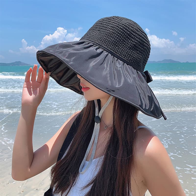 アウトドア 帽子 ハット 優美リボン付きハット
