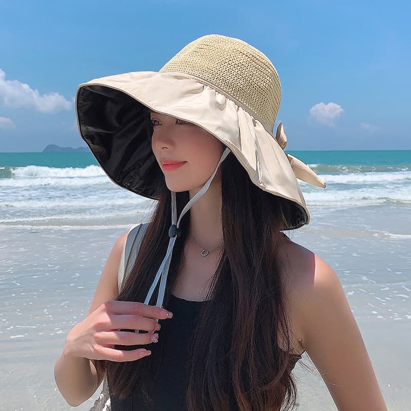 アウトドア 帽子 ハット 優美リボン付きハット