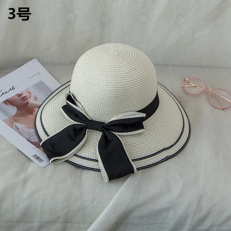 アウトドア 帽子 麦わら帽子 日よけ ハット 黒リボン付き 夏用 女性用