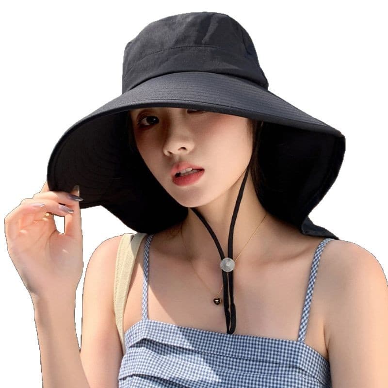 アウトドア 帽子 日よけ首元ガード つば広ハット