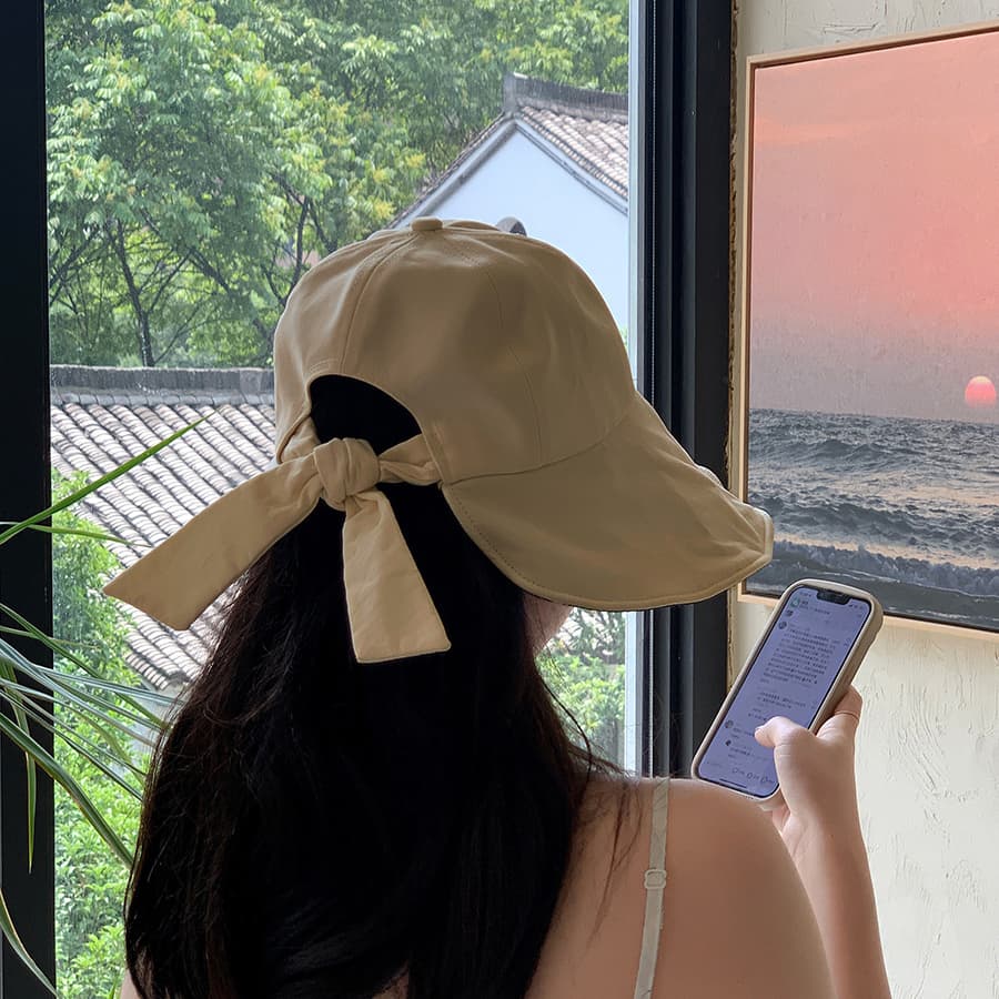 アウトドア 帽子 ハット 優美リボン結び日除けハット